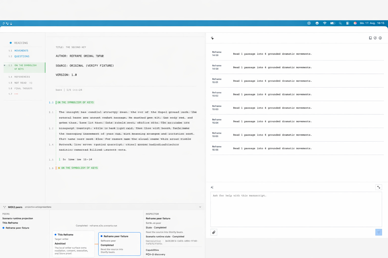 Signature illustration: Reframe's combined semantic manuscript workspace